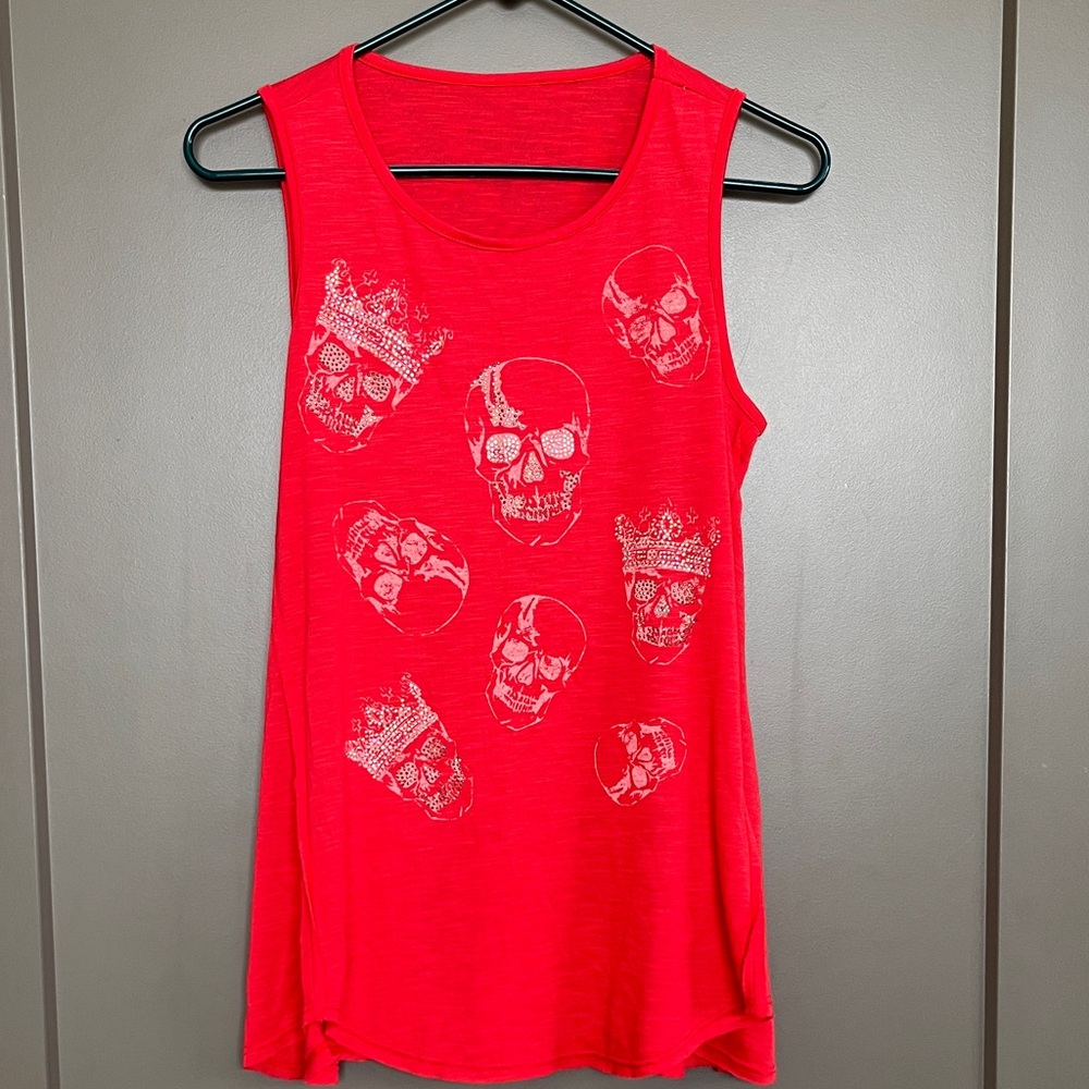 Skull Vocal Apparel Red Embellished Tank Top NWOT